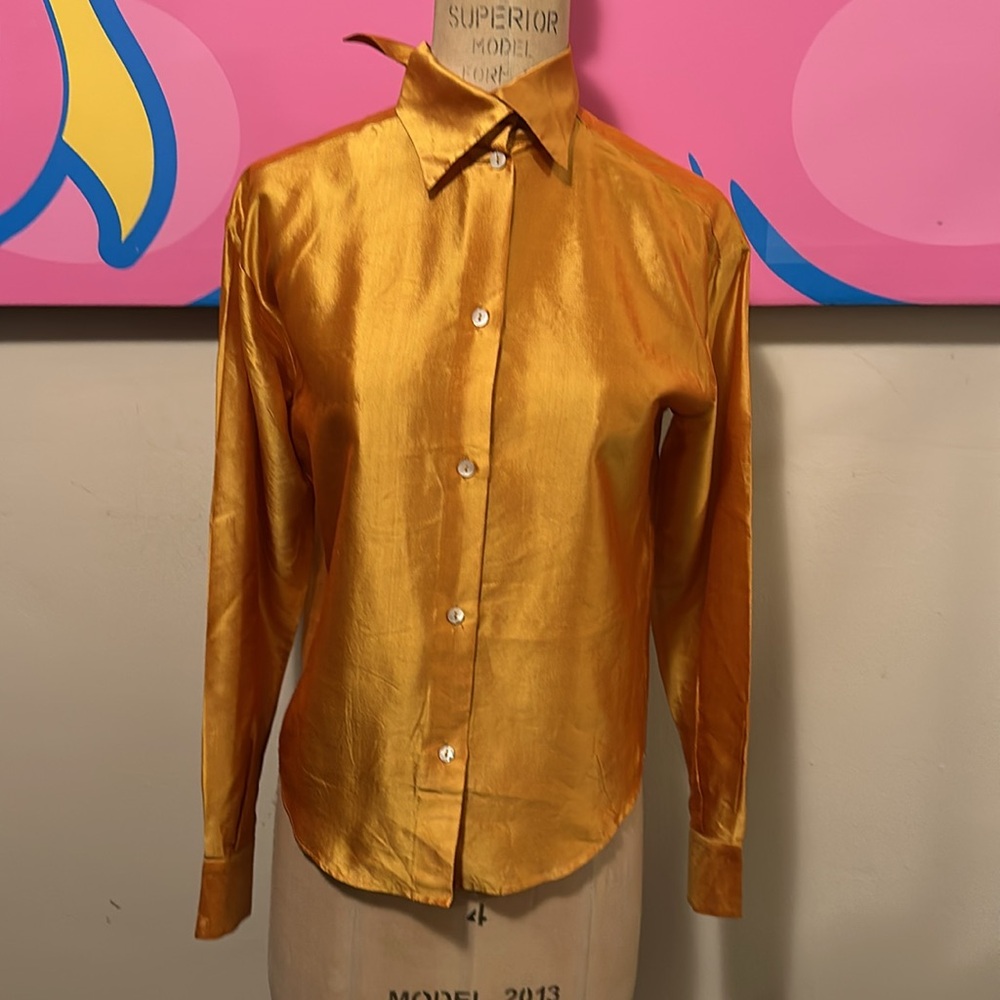 Romeo Gili silk Gold Blouse - Picture 2 of 11